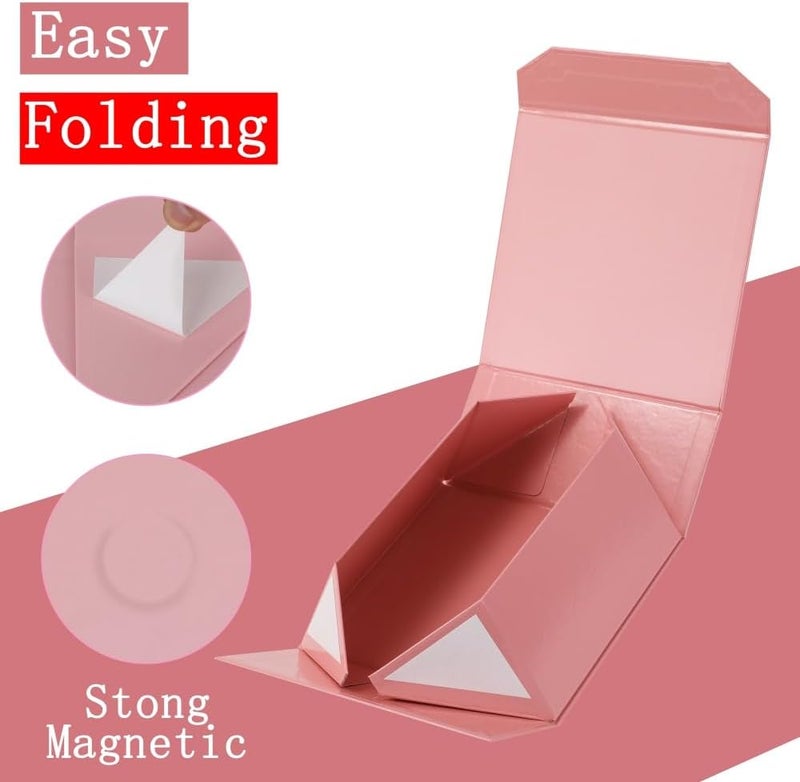 PACKGILO 6 Pcs 8x8x4 Inch Pink Magnetic Gift Box Small Magnetic Box with Crinkle Paper Pink Small Gift Box with Shredded Paper Luxury Gift Boxes with Lids for Presents - Image 5